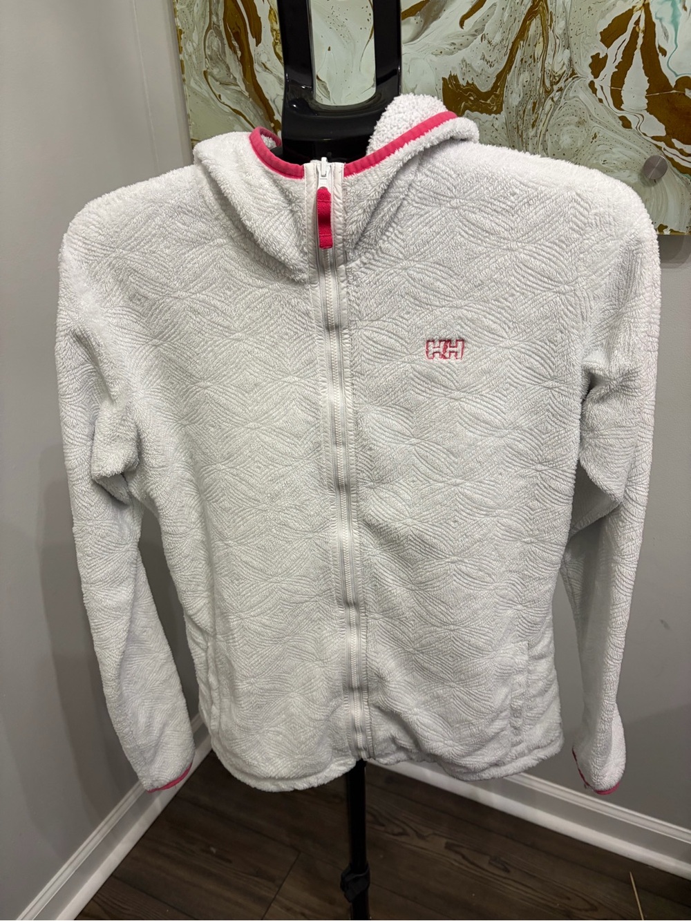 Helly Hansen Women’s Daybreaker Fleece Hoodie Full Zip White/Pink Size L
